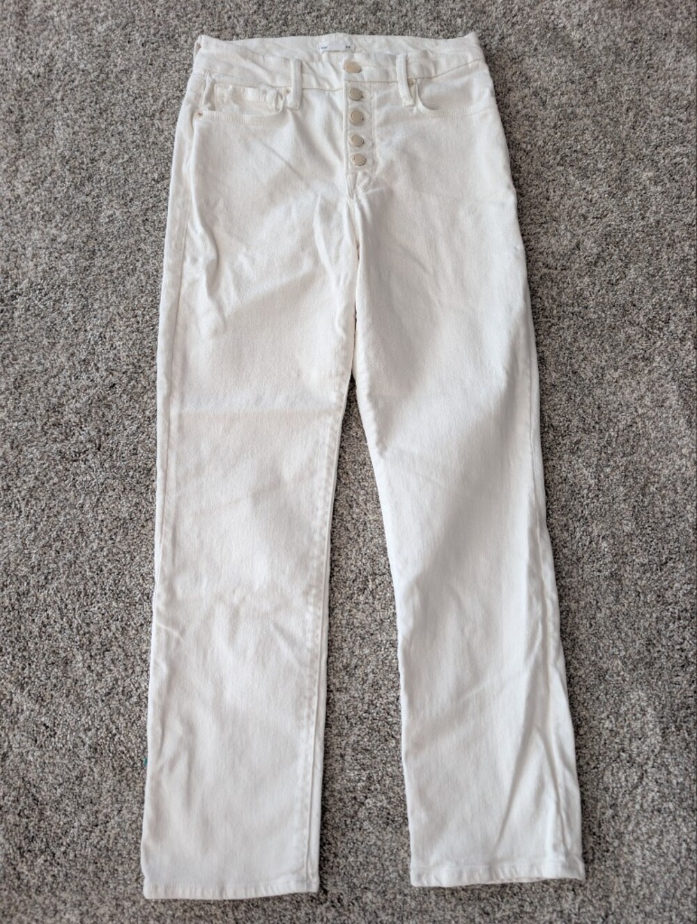 Good American Good Legs Straight Jeans Cloud White Button Fly 2/26